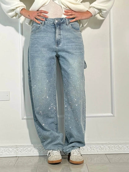 Jeans Denim Brillante Efecto Globo