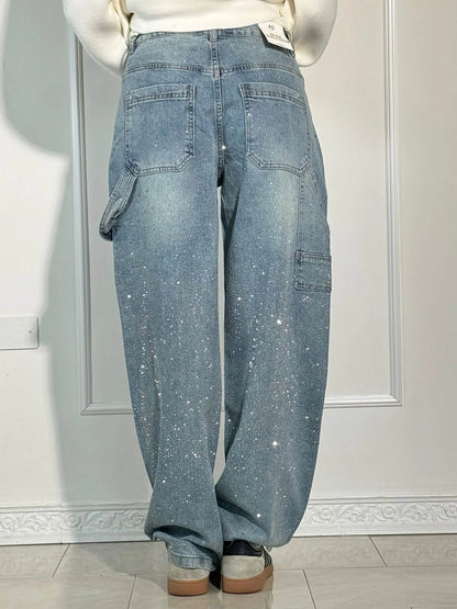 Jeans Denim Brillante Efecto Globo