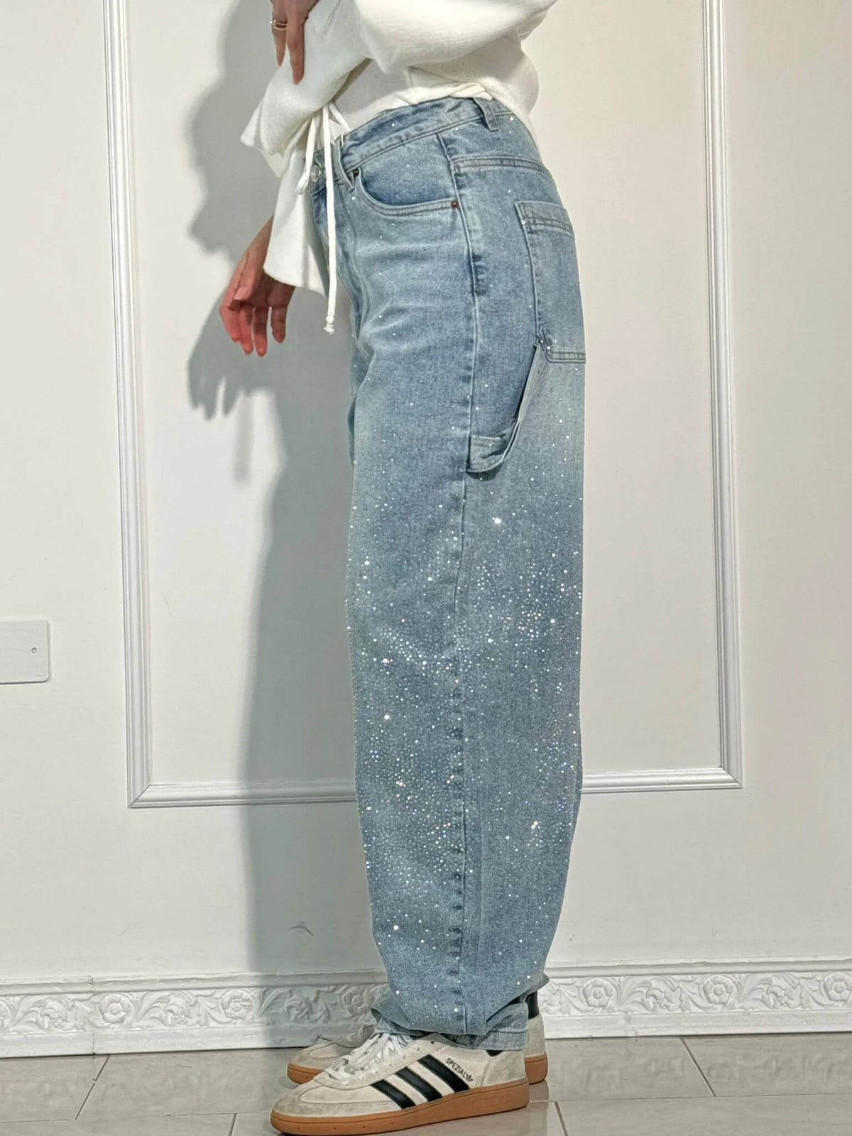 Jeans Denim Brillante Efecto Globo