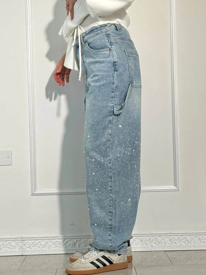 Jeans Denim Brillante Efecto Globo