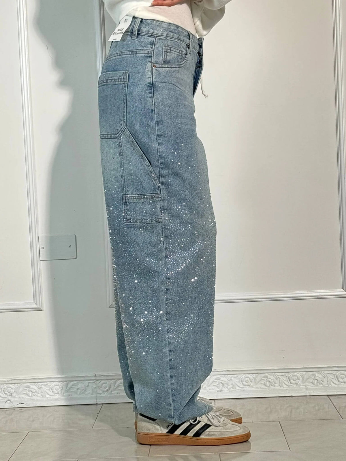 Jeans Denim Brillante Efecto Globo