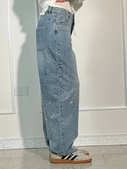Jeans Denim Brillante Efecto Globo