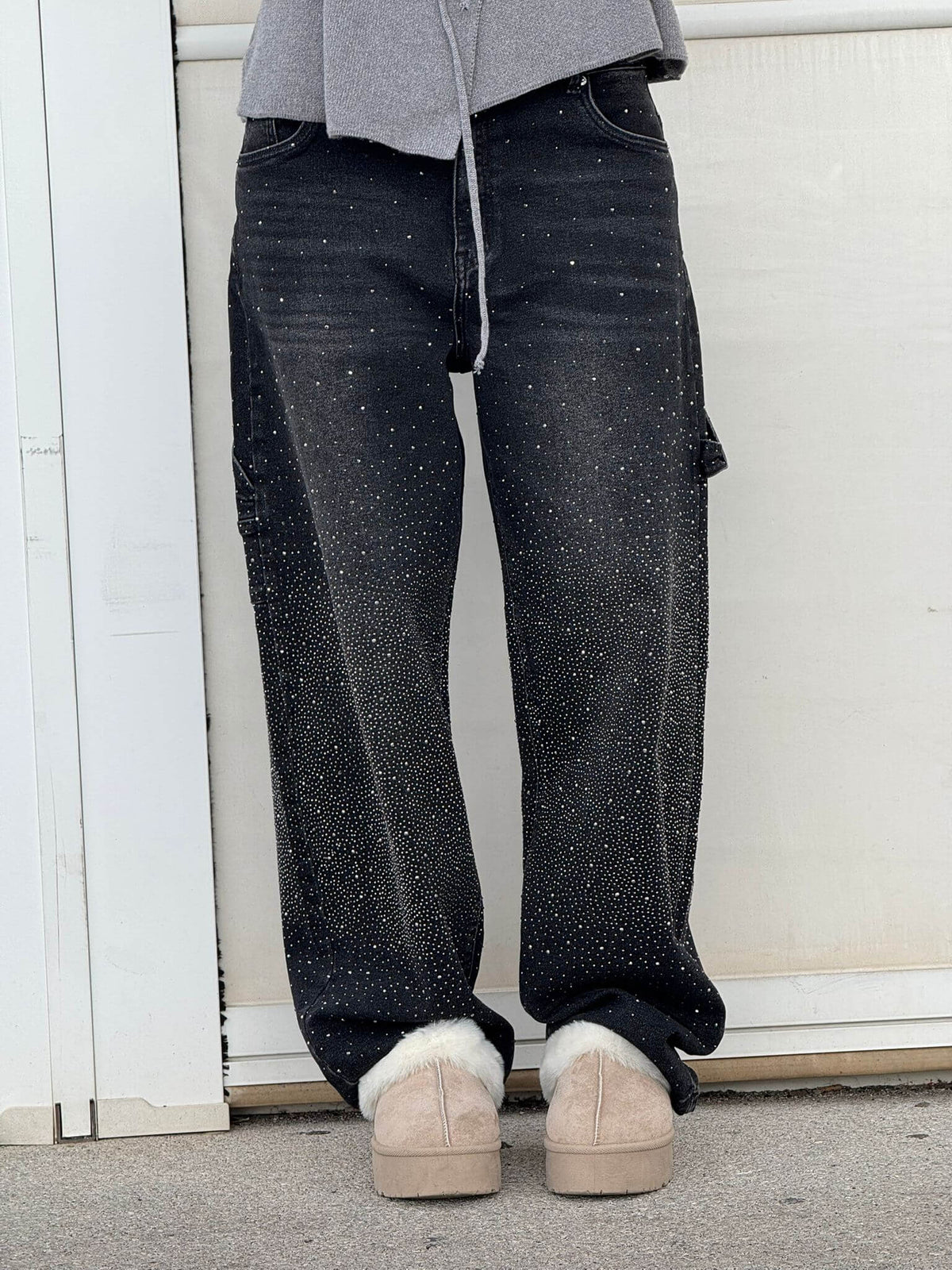 Jeans Denim Brillante Efecto Globo