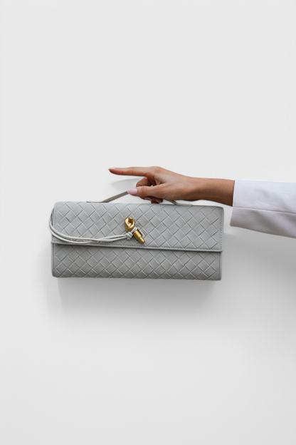 Bolso de hombro mujer elegante beige – bolso clásico ante con detalle dorado