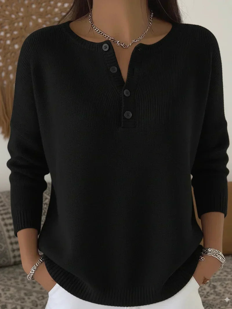 Helena | Suéter Henley con Botones - Suave y Estilo Casual