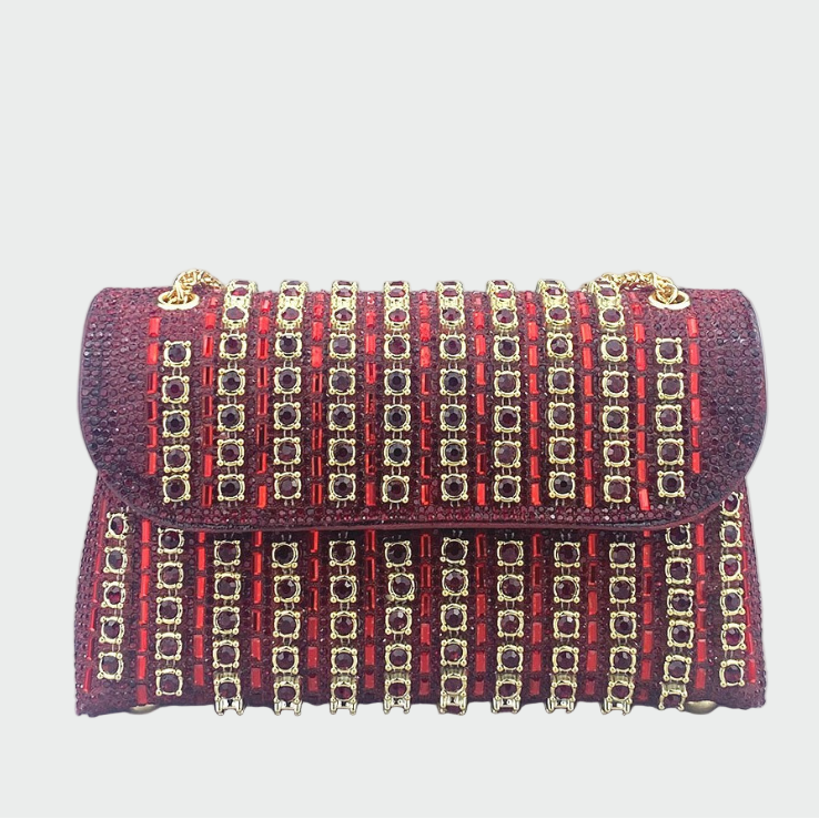 Bolso de hombro mujer elegante con cadena – bolso clutch con pedrería colores