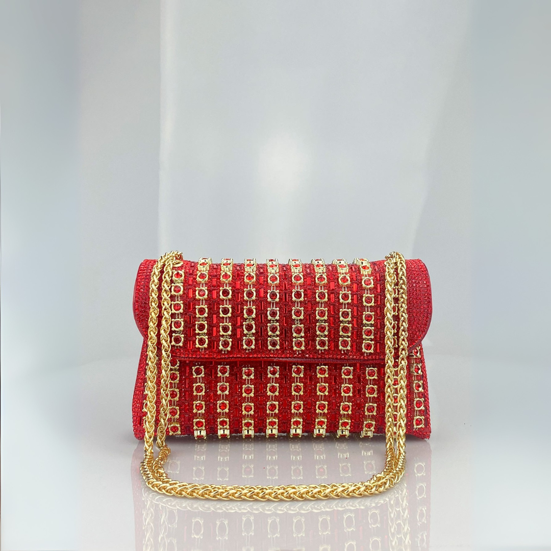 Bolso de hombro mujer elegante con cadena – bolso clutch con pedrería colores