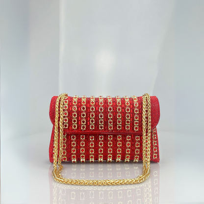 Bolso de hombro mujer elegante con cadena – bolso clutch con pedrería colores