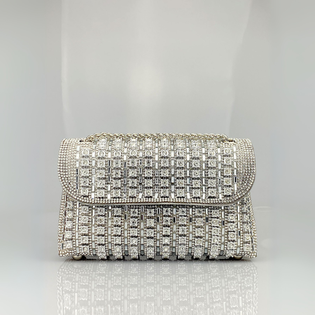 Bolso de hombro mujer elegante con cadena – bolso clutch con pedrería colores