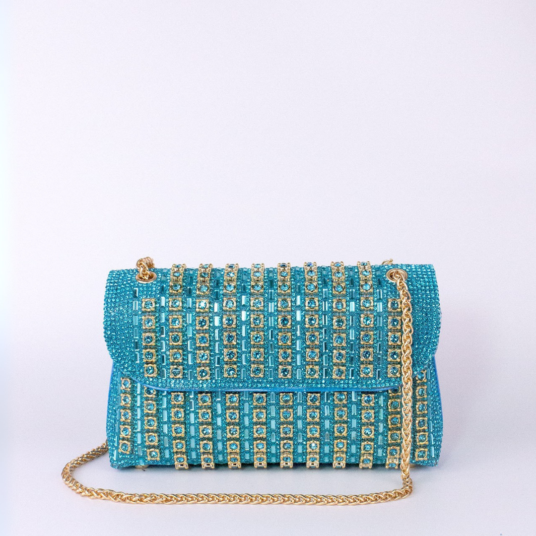 Bolso de hombro mujer elegante con cadena – bolso clutch con pedrería colores