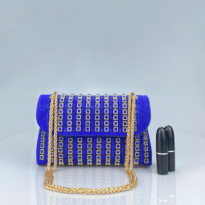 Bolso de hombro mujer elegante con cadena – bolso clutch con pedrería colores