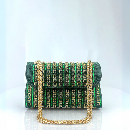 Bolso de hombro mujer elegante con cadena – bolso clutch con pedrería colores