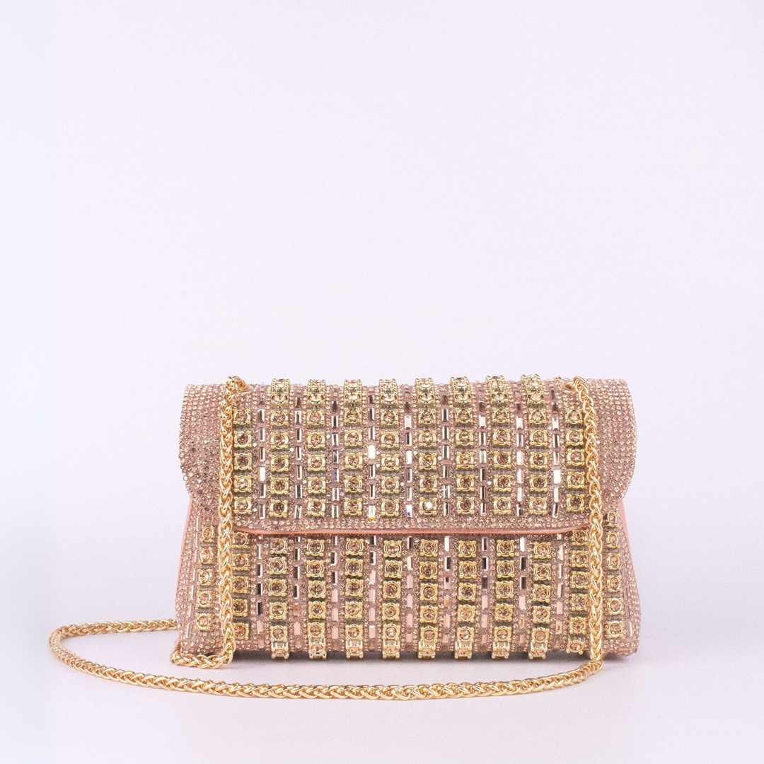 Bolso de hombro mujer elegante con cadena – bolso clutch con pedrería colores