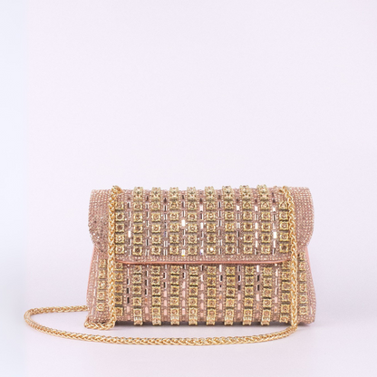 Bolso de hombro mujer elegante con cadena – bolso clutch con pedrería colores