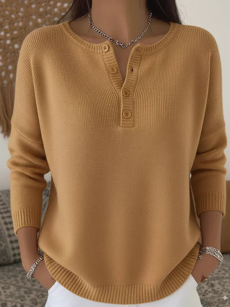 Helena | Suéter Henley con Botones - Suave y Estilo Casual