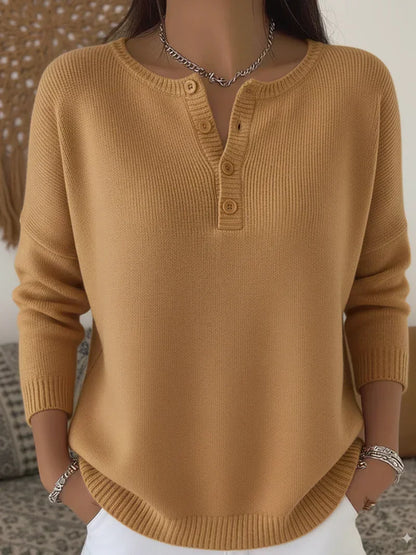 Helena | Suéter Henley con Botones - Suave y Estilo Casual