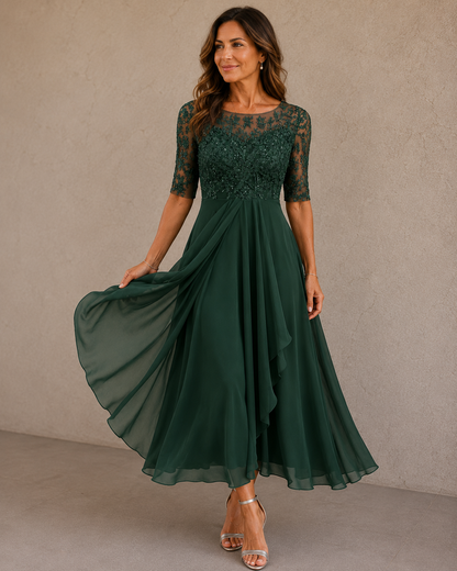Abella™ | Vestido de Encaje y Chifón: Elegancia Romántica y Ligera