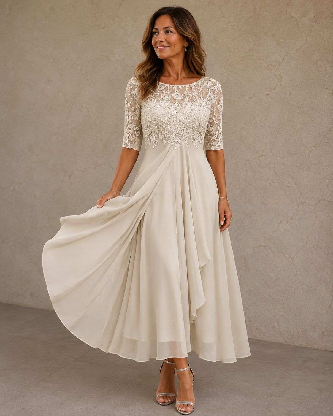 Abella™ | Vestido de Encaje y Chifón: Elegancia Romántica y Ligera