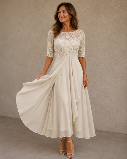 Abella™ | Vestido de Encaje y Chifón: Elegancia Romántica y Ligera