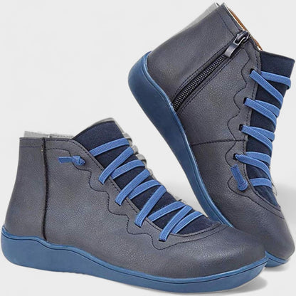 Botines mujer con cordones y cremallera lateral – estilo casual cómodo diario