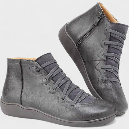 Botines mujer con cordones y cremallera lateral – estilo casual cómodo diario