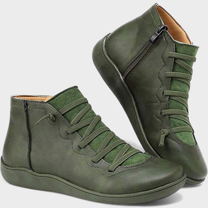 Botines mujer con cordones y cremallera lateral – estilo casual cómodo diario