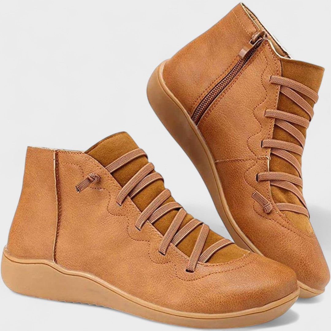 Botines mujer con cordones y cremallera lateral – estilo casual cómodo diario
