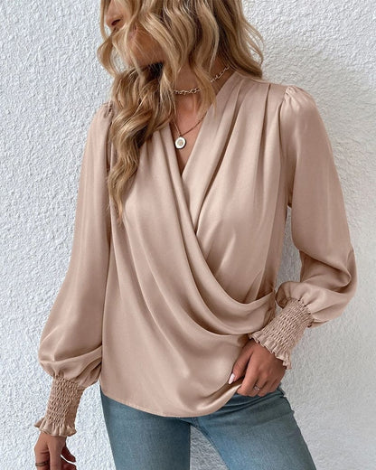 Blusa Cruzada Elegante de Manga Larga