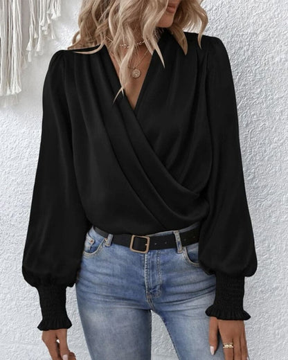 Blusa Cruzada Elegante de Manga Larga