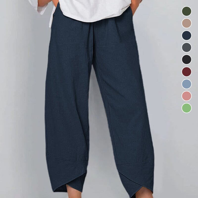 Pantalón mujer asimétrico de talle alto estilo bohemio