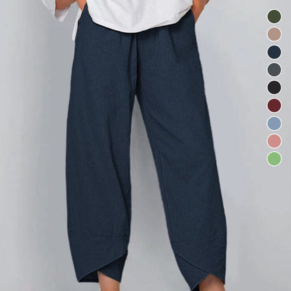Pantalón mujer asimétrico de talle alto estilo bohemio
