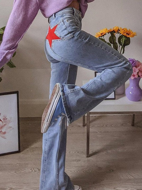 Jeans Flare con Parche de Estrella