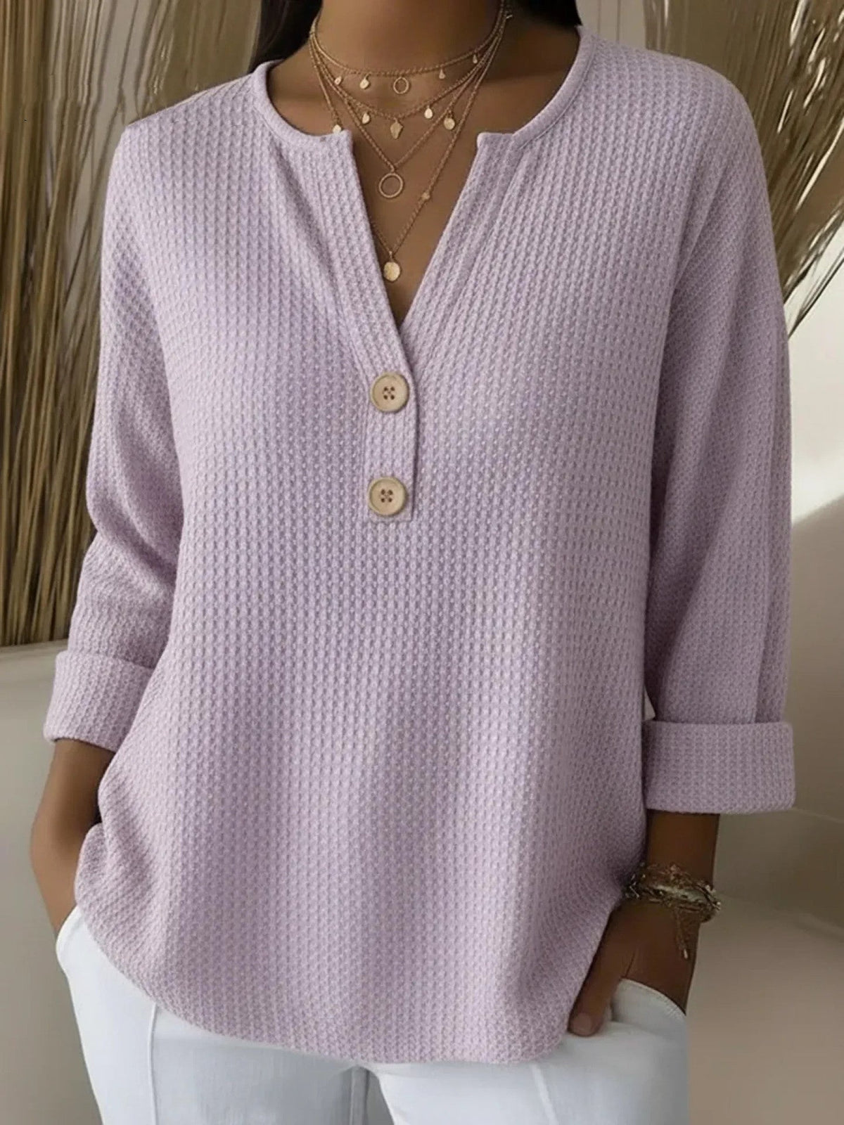 Lucinda | Top Henley con Botones – Estilo casual refinado y comodidad diaria