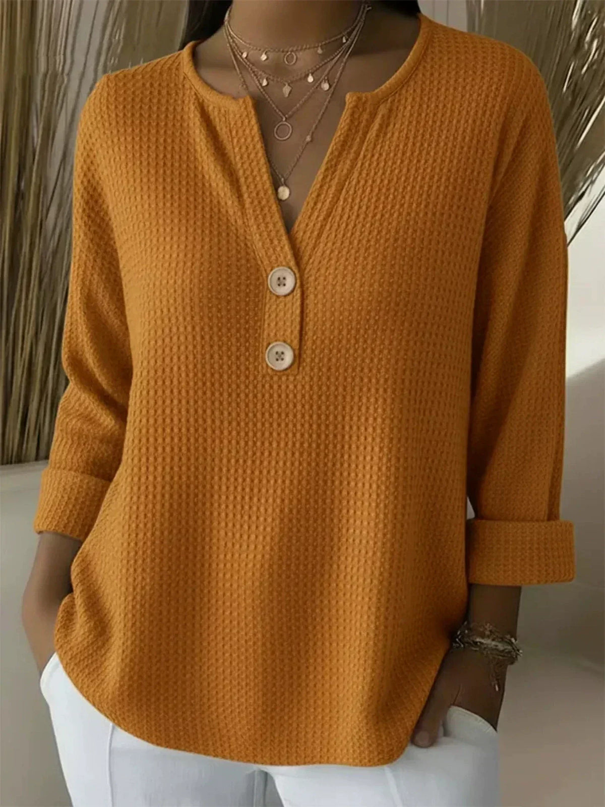 Lucinda | Top Henley con Botones – Estilo casual refinado y comodidad diaria
