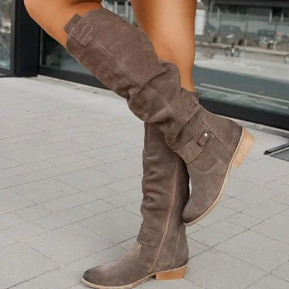 Botas mujer altas con diseño suave tipo ante – estilo elegante invierno