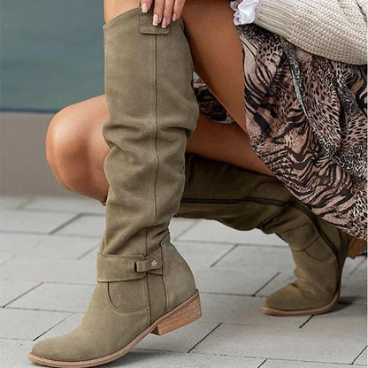 Botas mujer altas con diseño suave tipo ante – estilo elegante invierno