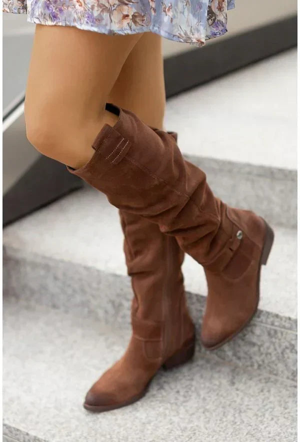 Botas mujer altas con diseño suave tipo ante – estilo elegante invierno