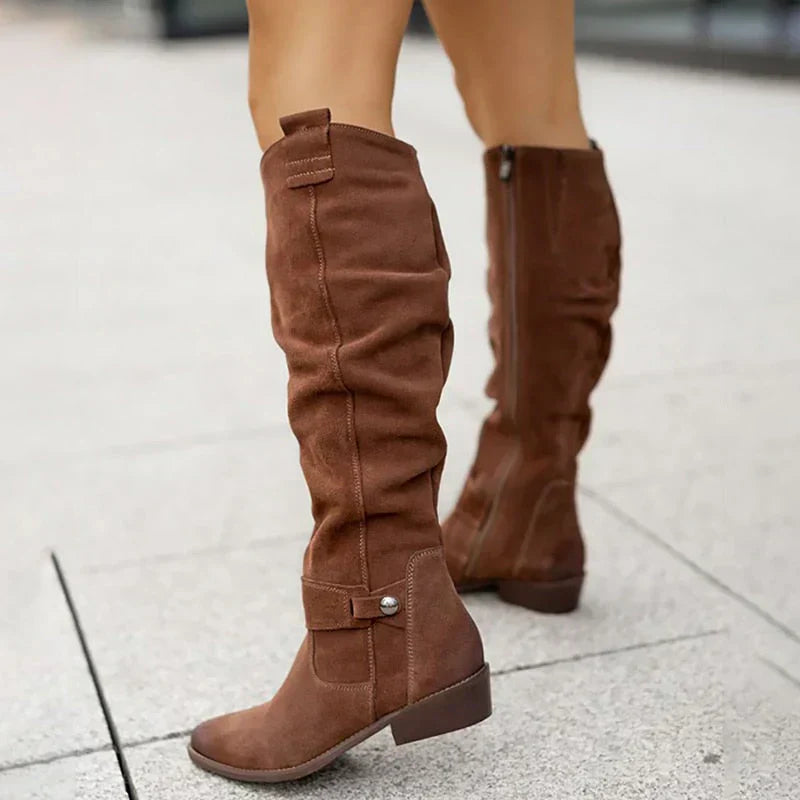 Botas mujer altas con diseño suave tipo ante – estilo elegante invierno