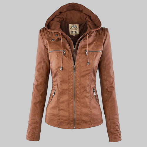 Chaqueta elegante mujer con capucha y cremallera – chaqueta moderna mujer
