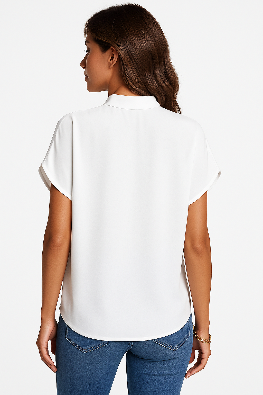 Blusa con cuello mandarín y escote en V