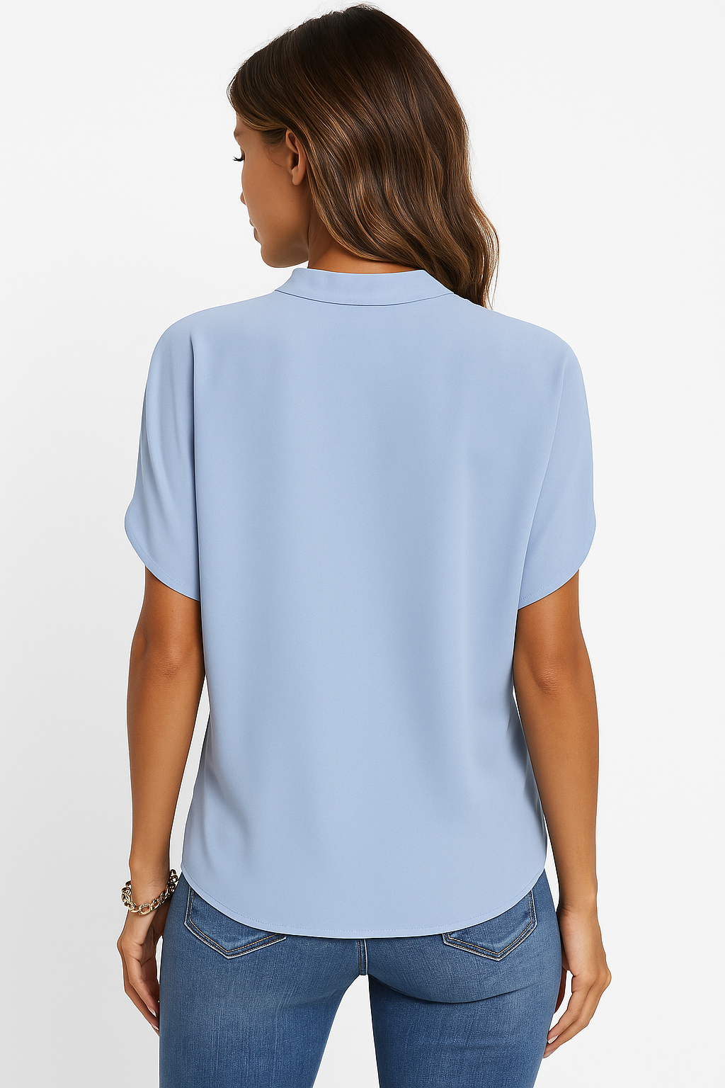 Blusa con cuello mandarín y escote en V