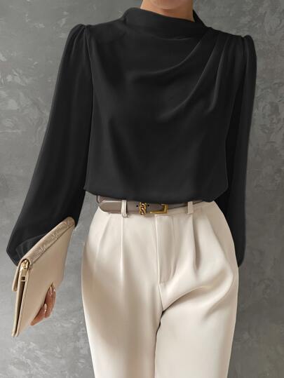 Blusa con manga de obispo elegante para mujer