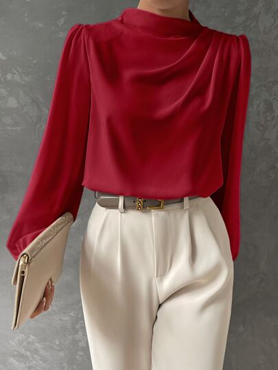 Blusa con manga de obispo elegante para mujer