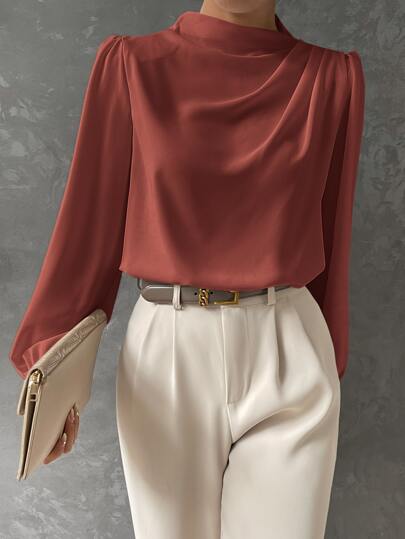 Blusa con manga de obispo elegante para mujer