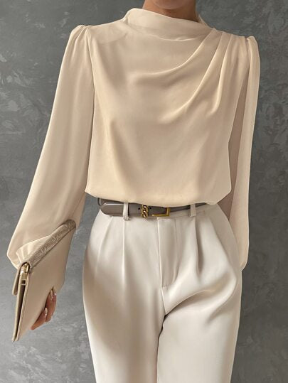 Blusa con manga de obispo elegante para mujer
