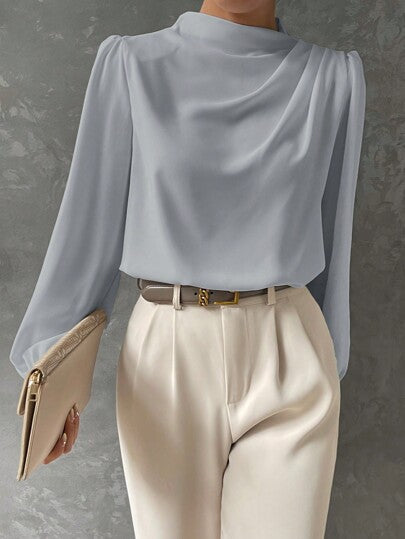 Blusa con manga de obispo elegante para mujer