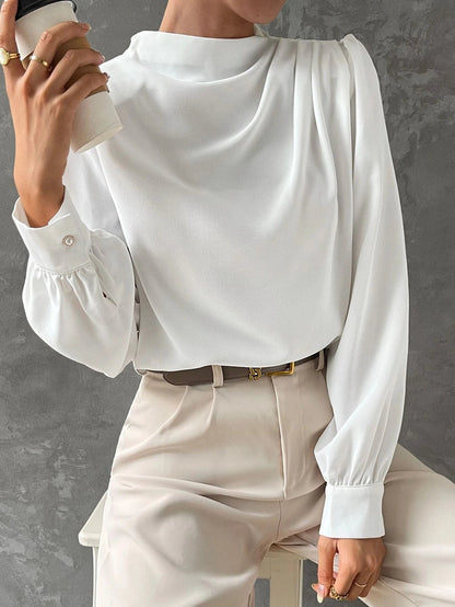 Blusa con manga de obispo elegante para mujer