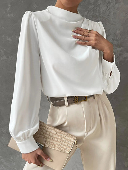 Blusa con manga de obispo elegante para mujer