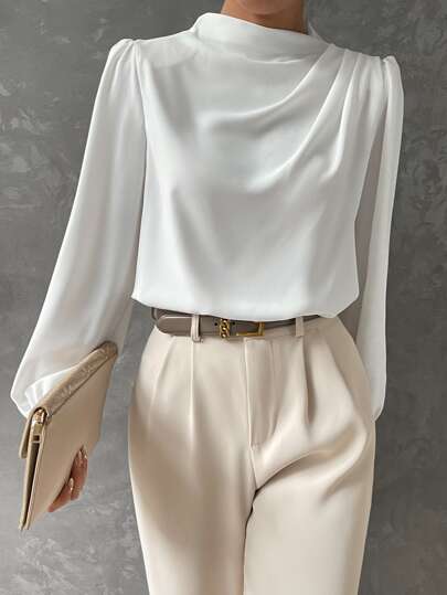 Blusa con manga de obispo elegante para mujer