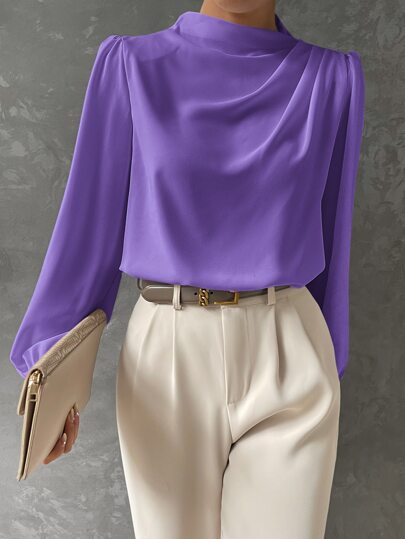 Blusa con manga de obispo elegante para mujer